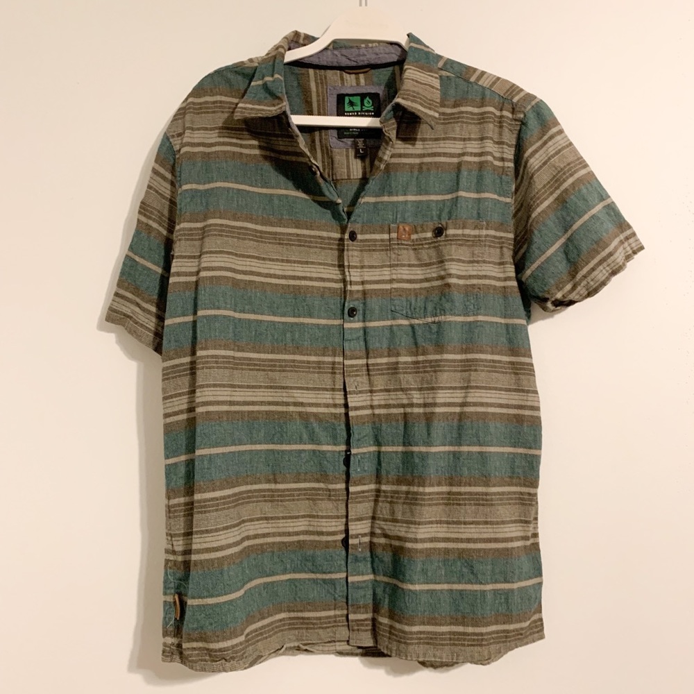 Nomad Division Hippy Tree Button Down. Striped